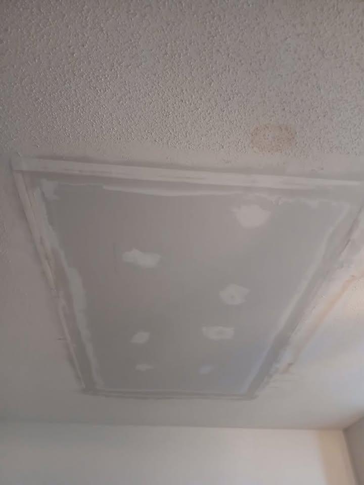 Ceiling drywall patch taped, floated and sanded ready for texture and paint